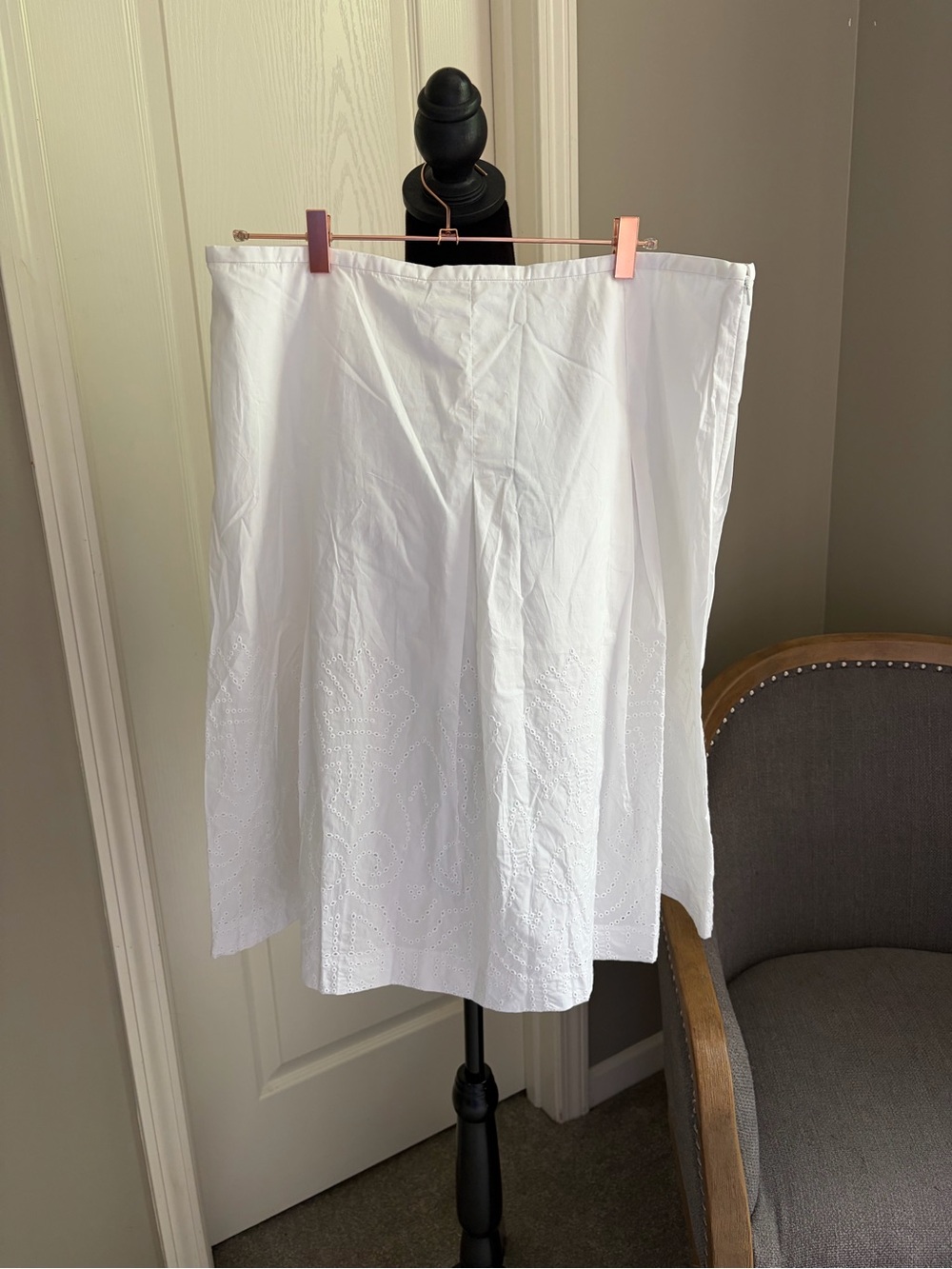 Talbots White A-Line Eyelet Skirt
